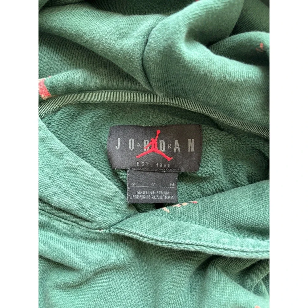 Jordan Essentials Holiday Jumpman AOP Fleece Green Hoodie Men's Size Medium‎ EUC